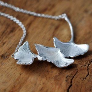 Stainless steel ginko leaf necklace